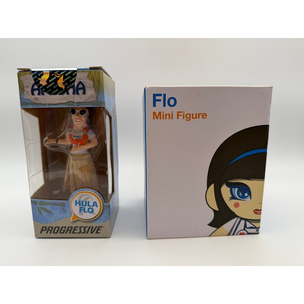 Progressive Flo Figures Set Kidrobot Munny RV & Hula Flo Bobblehead New Sealed